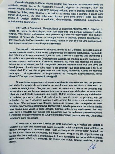 Fac-símile da segunda página da carta.