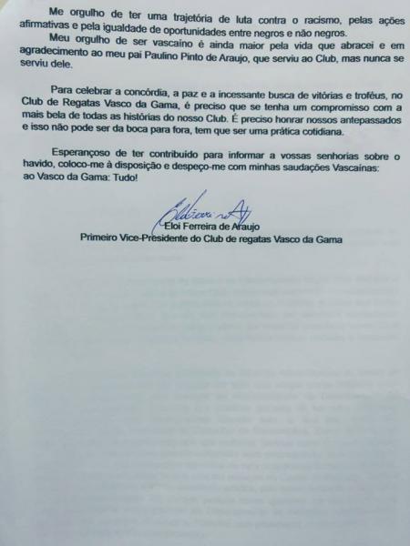 Fac-símile da última página da carta.