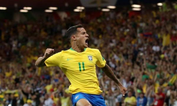 Coutinho comemora seu golaço contra Suiça