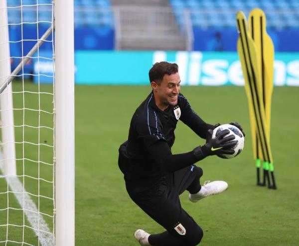 Martín Silva durante treino pela Seleção Uruguaia na Rússia