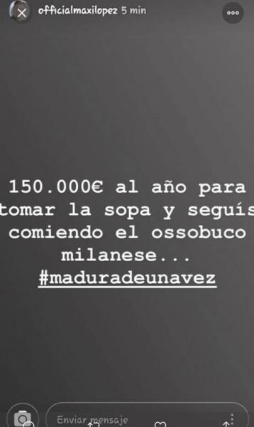 '150 mil euros por ano para tomar sopa', responde Maxi López sobre pensão paga aos filhos