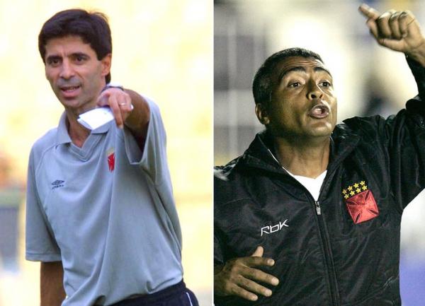 Mauro Galvão e Romário treinaram o Vasco, mas ficaram no cargo por pouco tempo