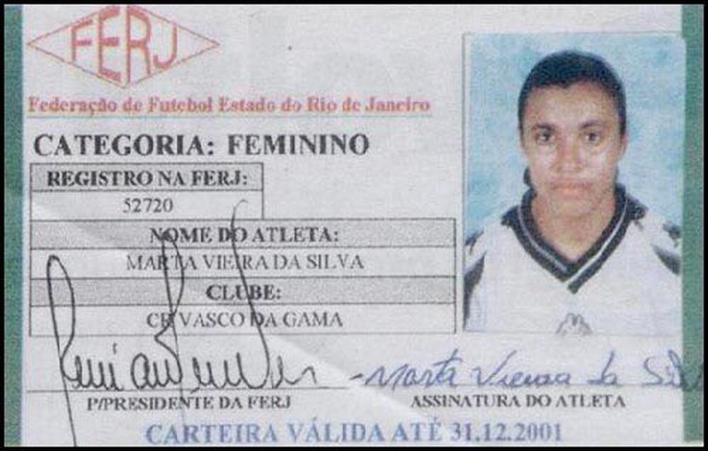 Registro da Marta na federação de futebol do Rio de Janeiro
