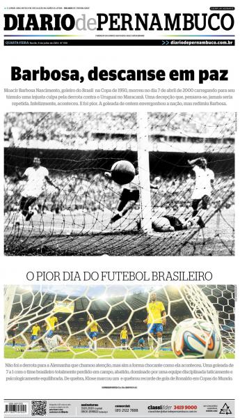 Capa do jornal Diário de Pernambuco de 9 de julho de 2014