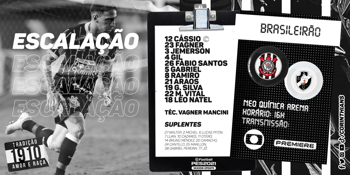 A escalação do Corinthians para o próximo jogo