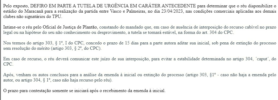 Juíza determina que Consórcio Maracanã libere estádio para o Vasco jogar  contra o Palmeiras