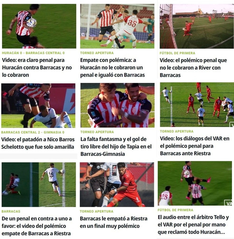 Barracas Central e manchetes de arbitragem — Foto: Reprodução/Olé