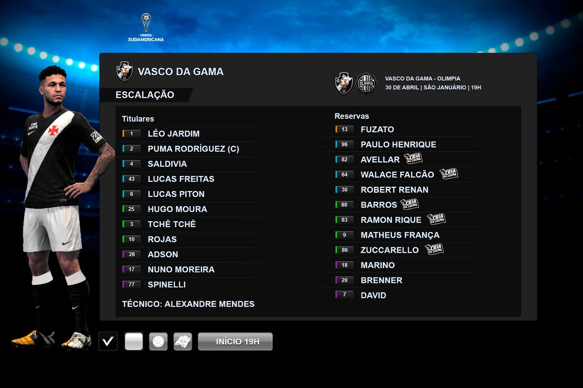 Confira a escalação do Vasco para enfrentar o Olimpia hoje
