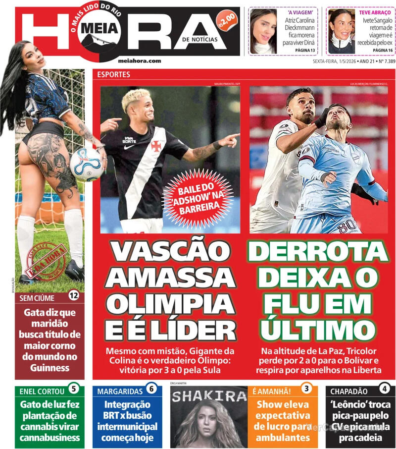 Capas dos Jornais: Vasco 3x0 Olimpia pela Copa Sul-Americana