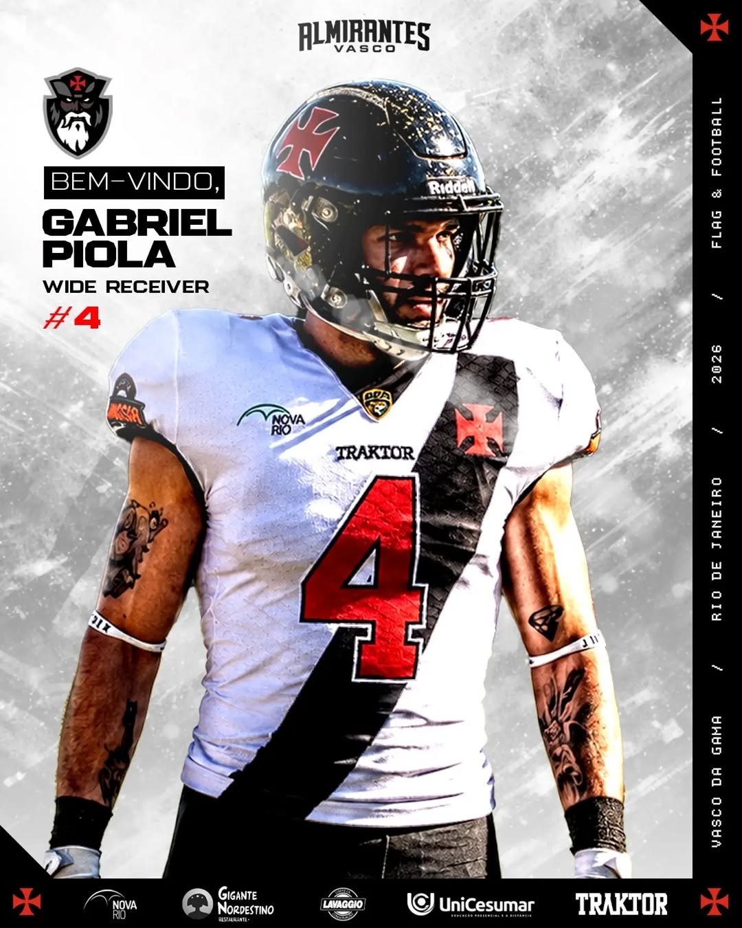 Futebol Americano: Vasco anuncia a chegada do wide receiver Gabriel Piola Futebol Americano: Vasco anuncia a chegada do wide receiver Gabriel Piola
